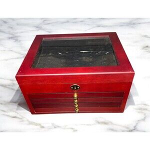 Wooden Coin Storage Box‎ Case]with Key for Lid Quarter Size